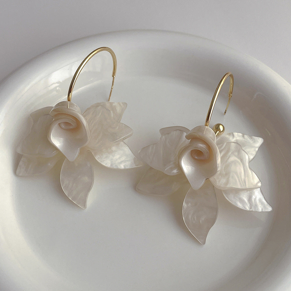 Vintage Large Flower Petal Dangle Earrings DP25D828