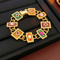 Vintage Rhinestone Floral Geometry Chain Necklace 6W6JNC919