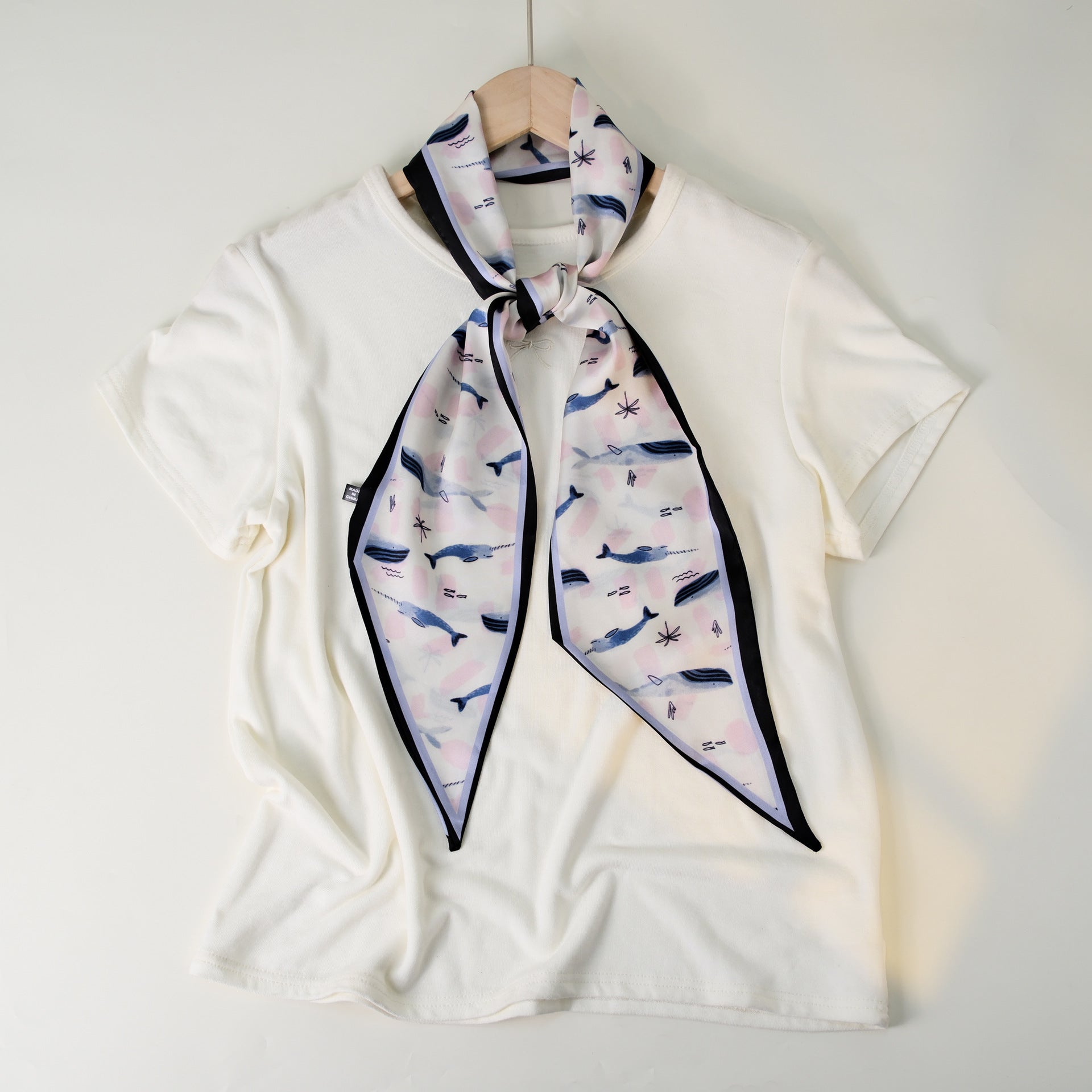 Simple Color Block Striped Print Silk Scarf 6W6NSI258