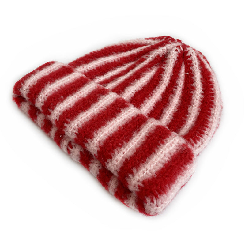 Stylish Color Contrast Striped Knit Beanie Hat 6W6HAT543
