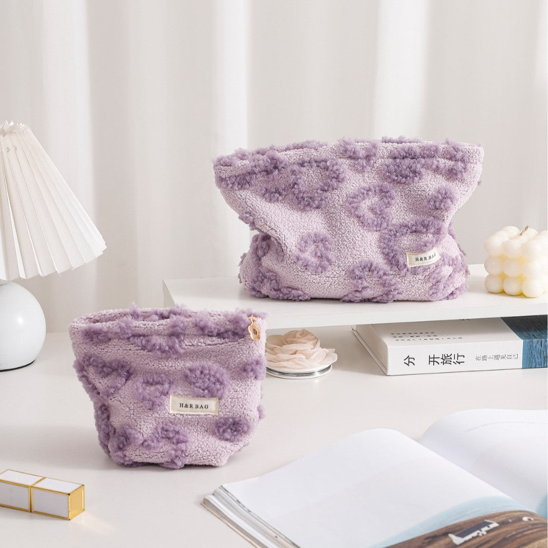 Purple Plushed Soft Love Jacquard Make Up Bag DPB2513