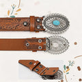 Vintage Western Turquoise Oval Buckle Belt 6W6JBT224