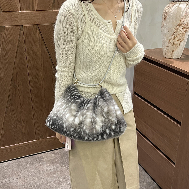 Trendy Soft Plush Deer Print Shoulder Bag 6W10BBG2373