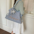 Solid Color Letters Embroideries Large Capacity Shoulder Bag 6W10BBG1358