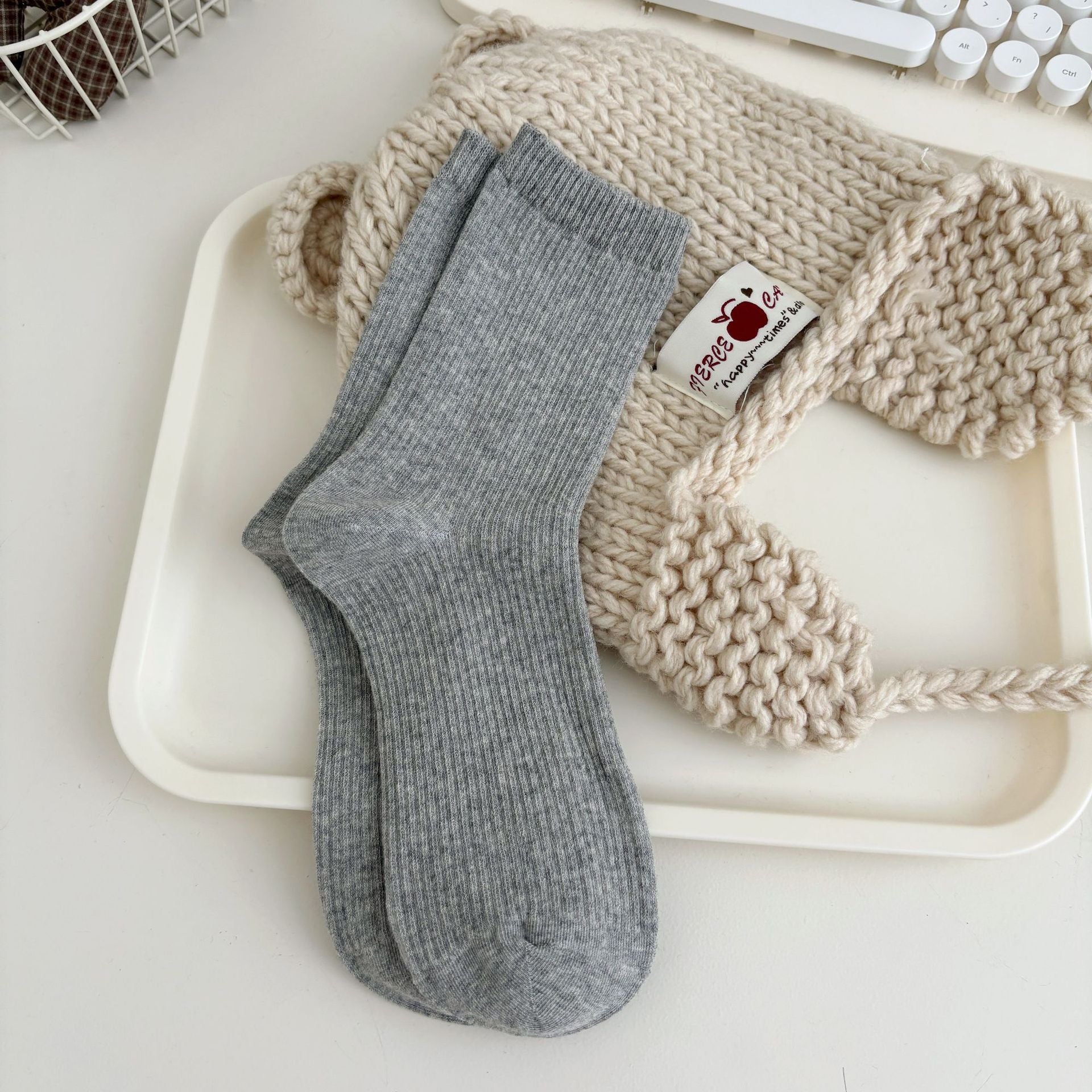 Minimalist Solid Color Cotton Slouch Socks 6W8FSO544