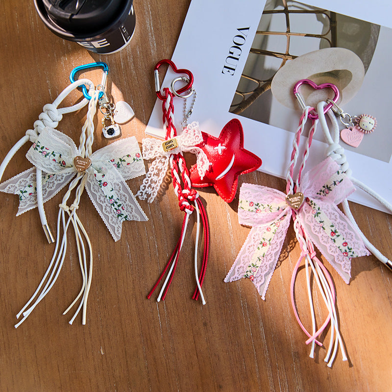 Cute Bow Star Braided Keychain Bag Charm DP25C767