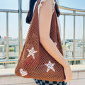 Star Print Knit Tote - DippedShop Wholesale - #0963