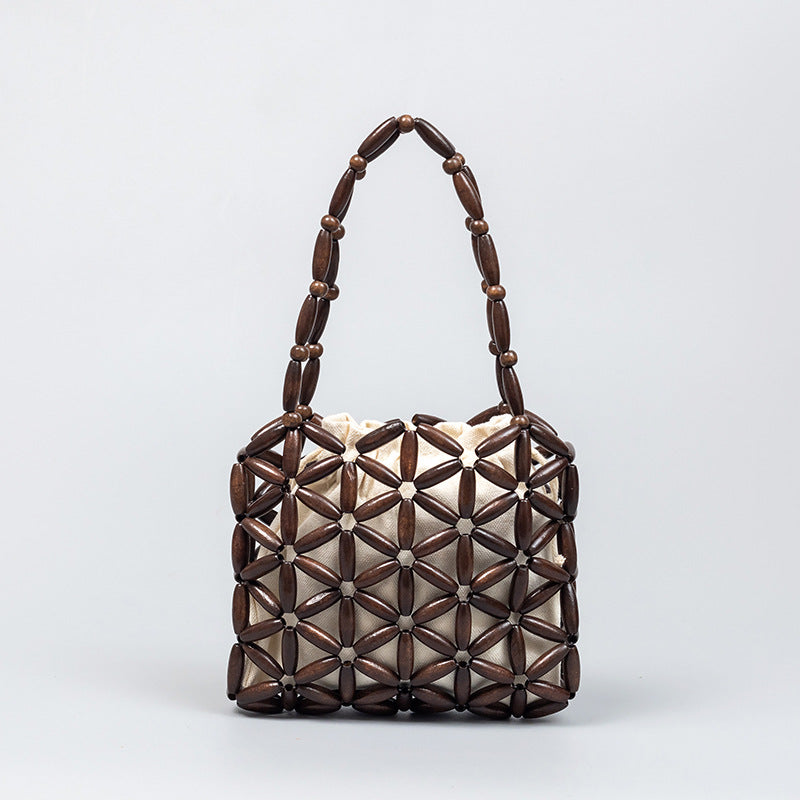 Wooden Bead Woven Handbags DPFB0813