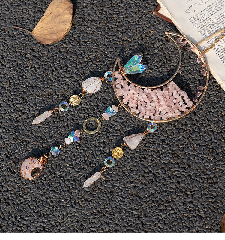 Pink Crystal Moon Suncatcher - DippedShop Wholesale - #4083
