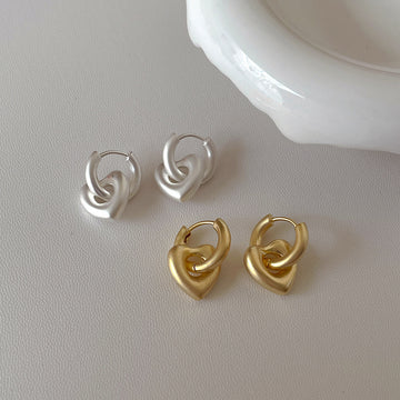 Vintage Matte Heart Drop Earrings DPJE1811