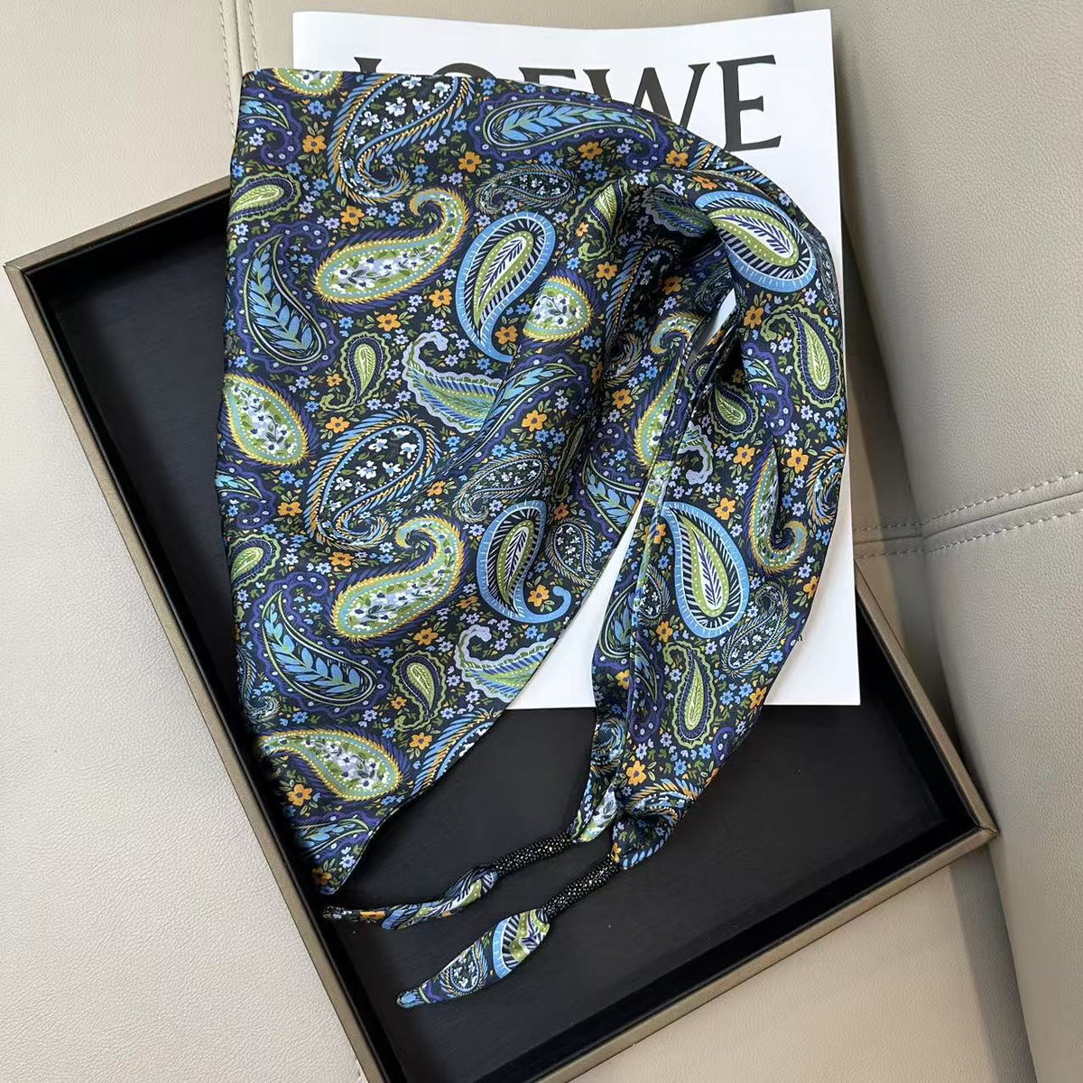 Cashew Print Silk Scarf - DippedShop Wholesale - #1987