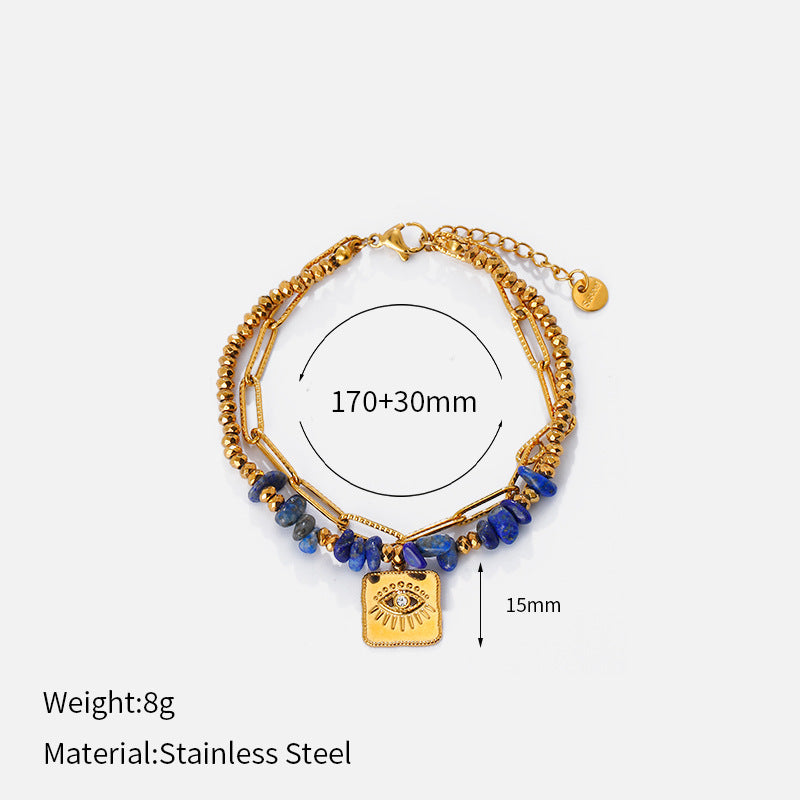 Fresh Double-Layer Beaded Chain Bracelet 6W6JBR521