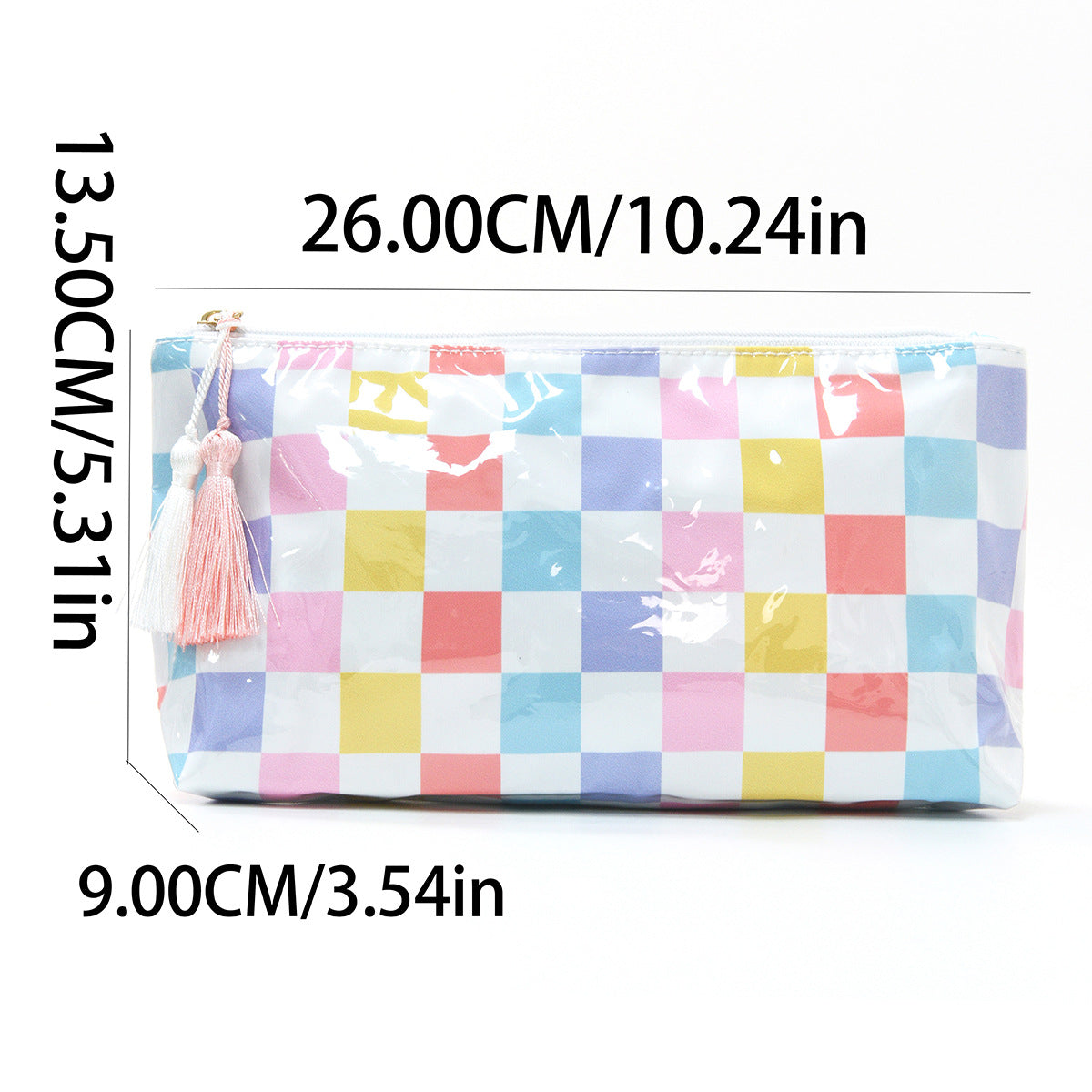 Colorful Checkerboard Waterproof PVC Cosmetic Bag MK2BLW6C5CO23
