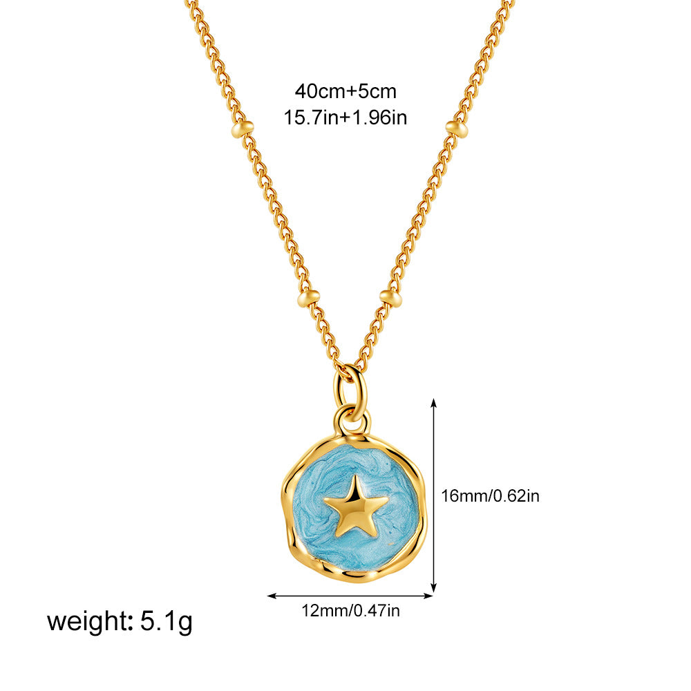 Simple Enamel Irregular Pendant Choker Necklace 6W6JNC398L