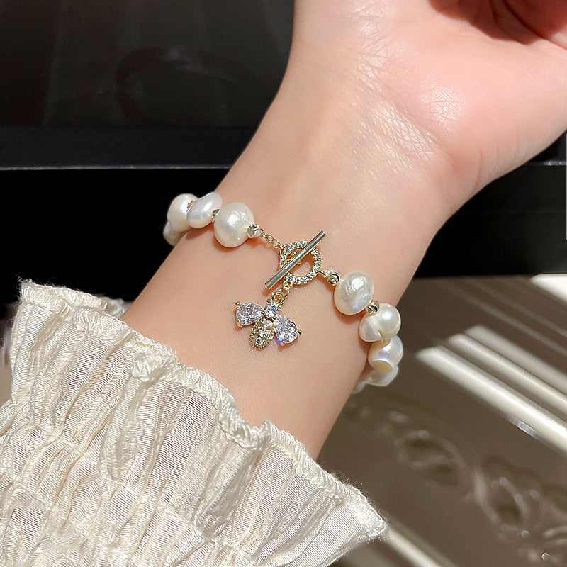 Stylish Gold Plated Freshwater Pearl Bracelet 6W6JBR714
