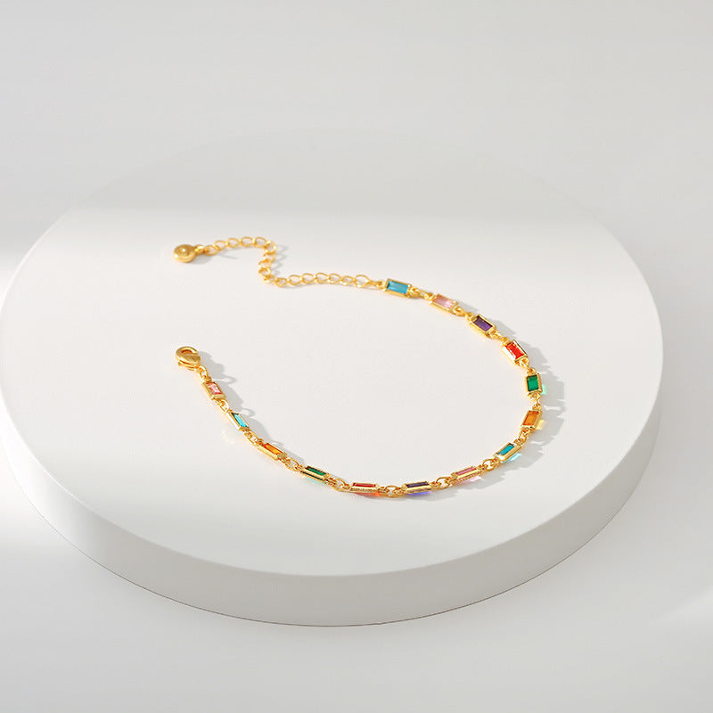 Elegant Gold Multi-Color Chain Bracelet - DippedShop Wholesale - #0867