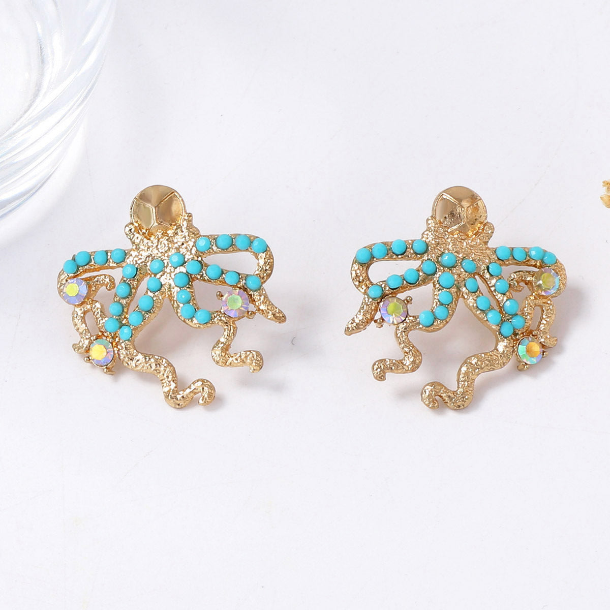 Gold Octopus Stud Earrings - DippedShop Wholesale - #7123