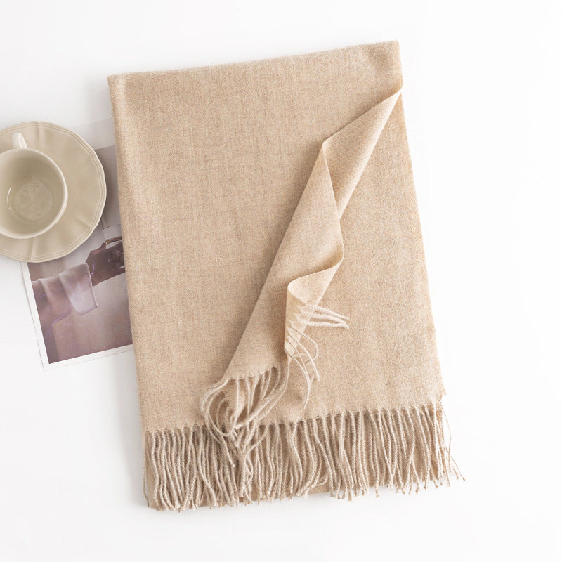 Warm Solid Color Tassel Scarf 6W6NSW305