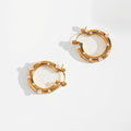 Rhinestone Pearl Hoop Earrings - DippedShop Wholesale - #8131