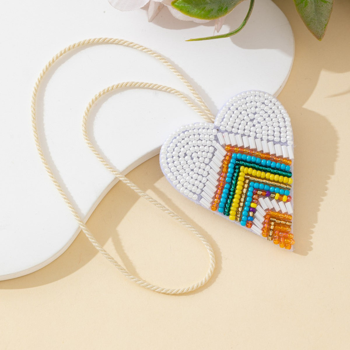 Colorful Beads Heart Pendant Keychain Bag Charm 6W10BBC779