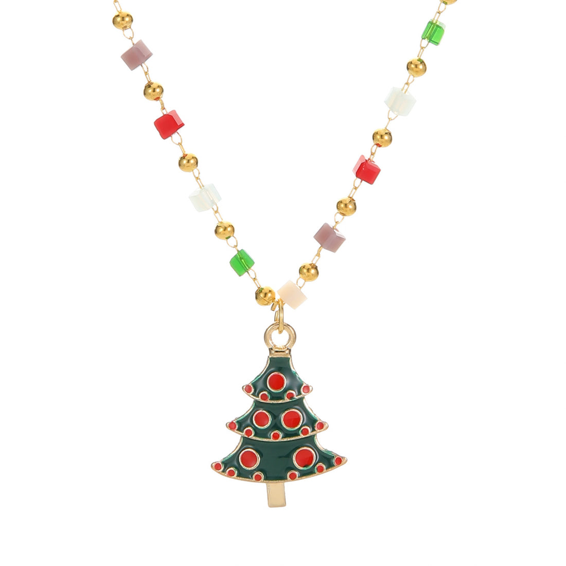 Christmas Tree Santa Claus Pendant Necklace DP25G786