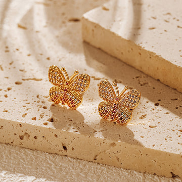 Butterfly Colorful Zircon Stud Earrings DPJE1268