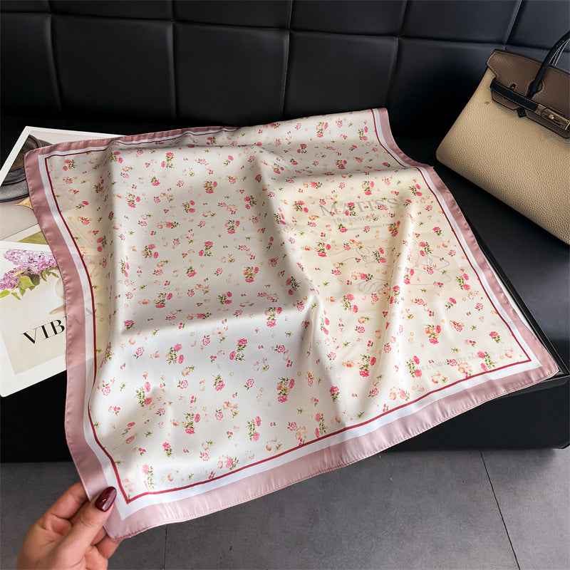 Fresh Floral Print Neckchief Versatile Square Scarf MK2BW6W6NSI22