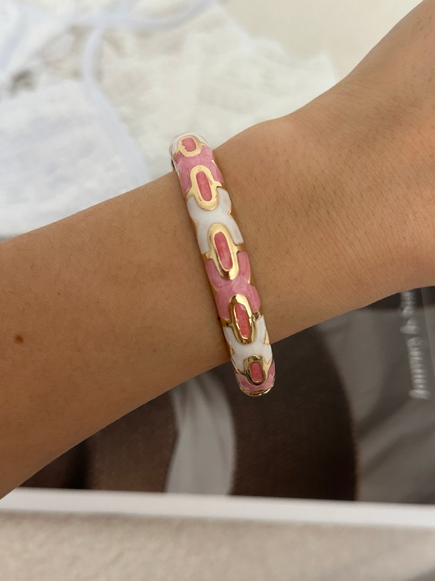 Vintage Enamel Gold Cuff Dripping Oil Bangle Bracelet 6W6JBR609