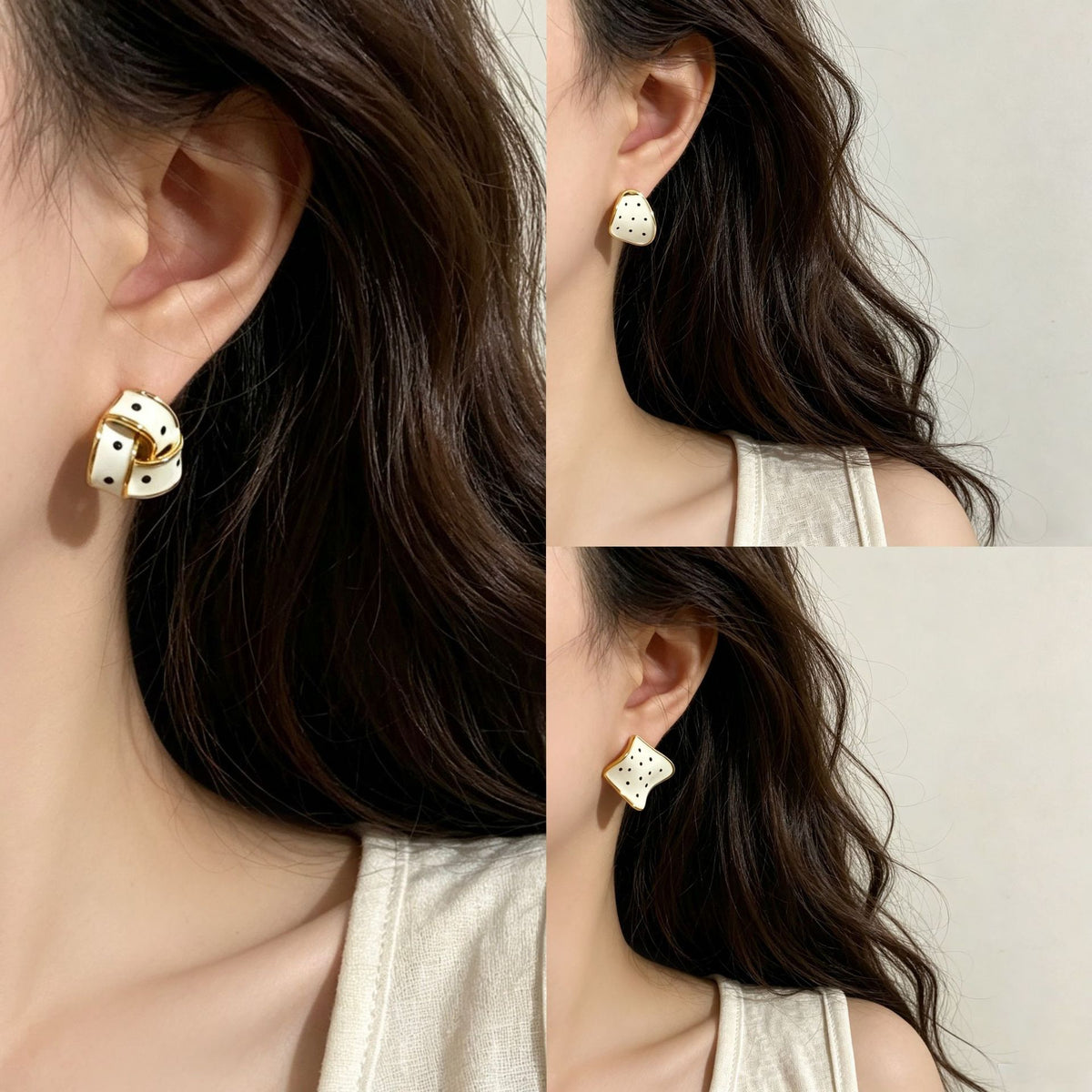 Irregular Enamel Stud Earrings - DippedShop Wholesale - #4051