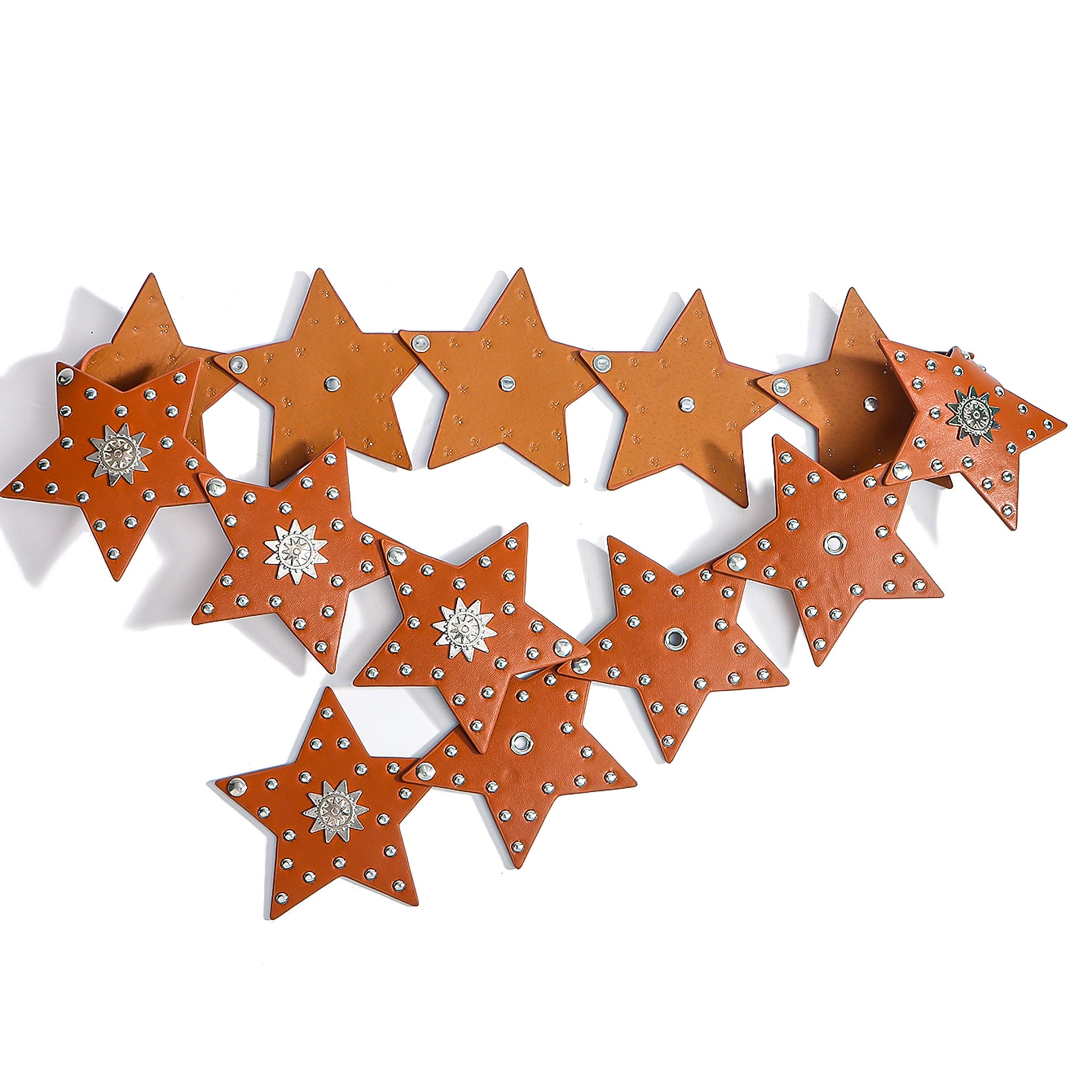 Vintage Studded Rivet Star Wide Leather Belt 6W6JBT133