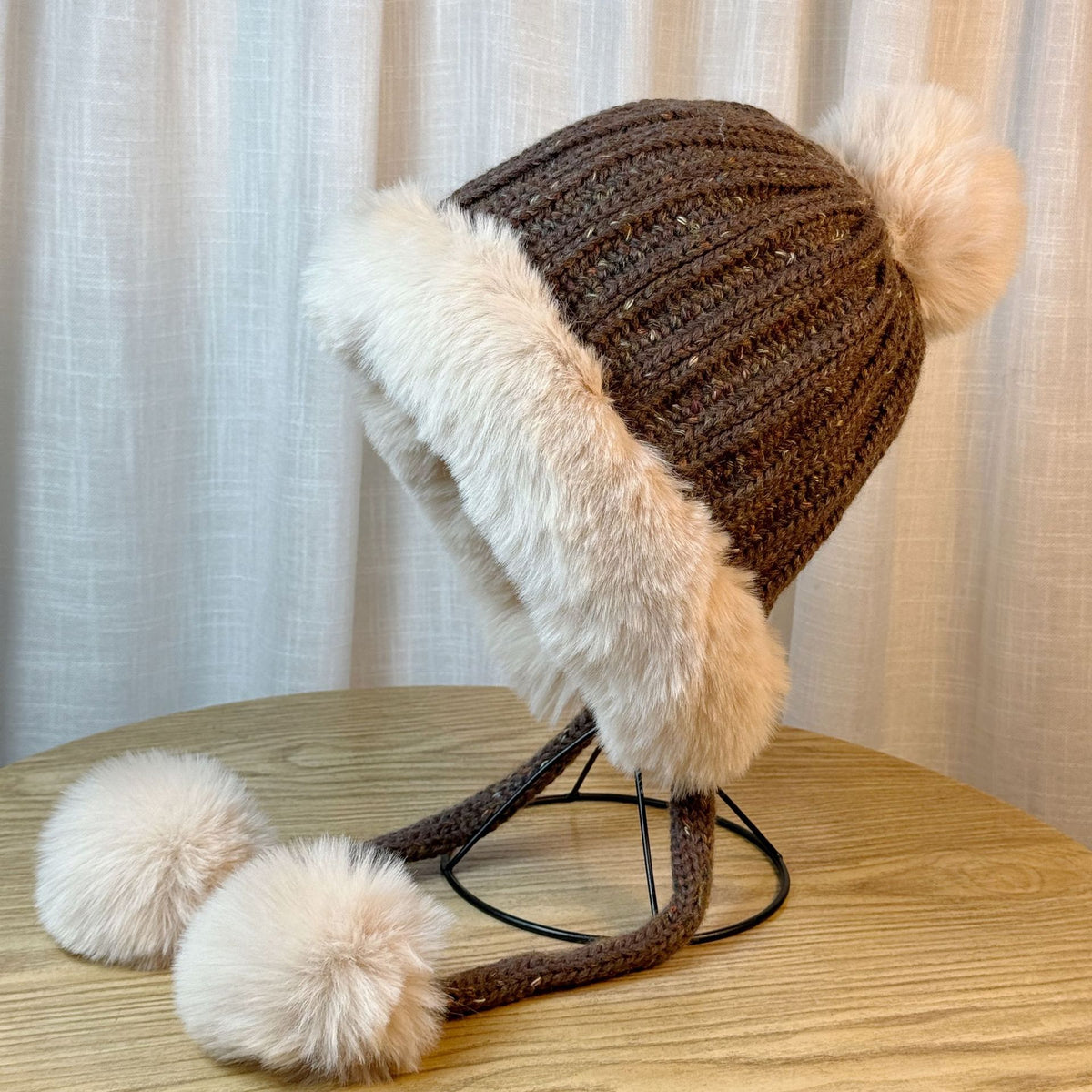 Faux Fur Pom Knit Beanie - DippedShop Wholesale - #1155