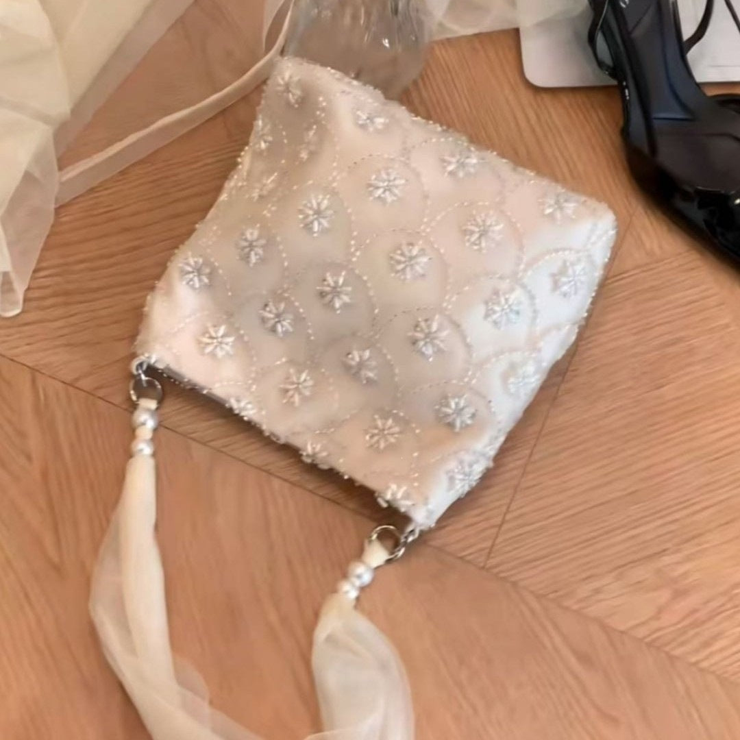 Trendy Floral Bead Square Handbag Evening Bag 6S10BBG1462
