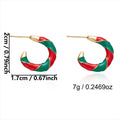 Chunky Half Circle Striped Xmas Stud Earrings 6W6JER687