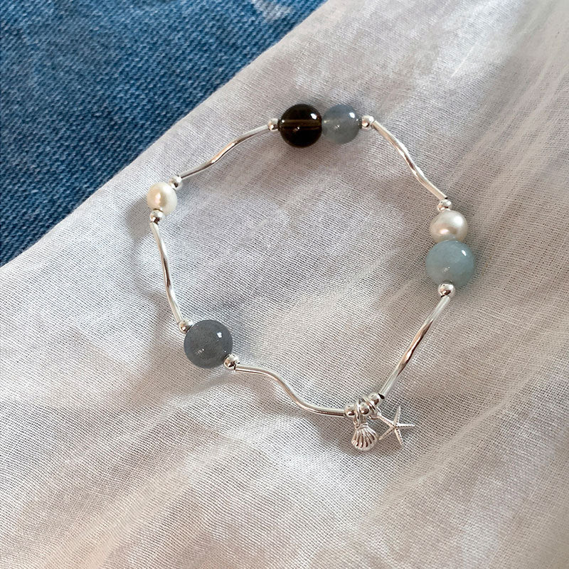 Simple Starfish Pendant Natural Stone Stretchy Bracelet 6W6JBR386