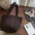 Minimalist Solid Color Hollow Straw Woven Handbag MK2BK6W10BBG11