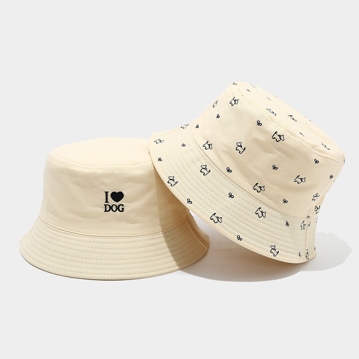 Cute Dog Embroidery Reversible Bucket Hats MK2COK6W6HAT362