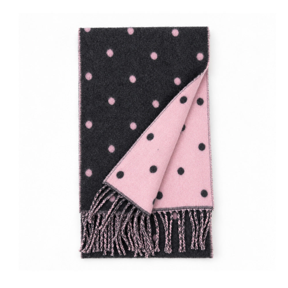 Reversible Polka Dot Fringe Scarf - DippedShop Wholesale - #5843