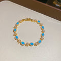Elegant Gold Plated Enamel Floral Open Bracelet 6W6JBR726