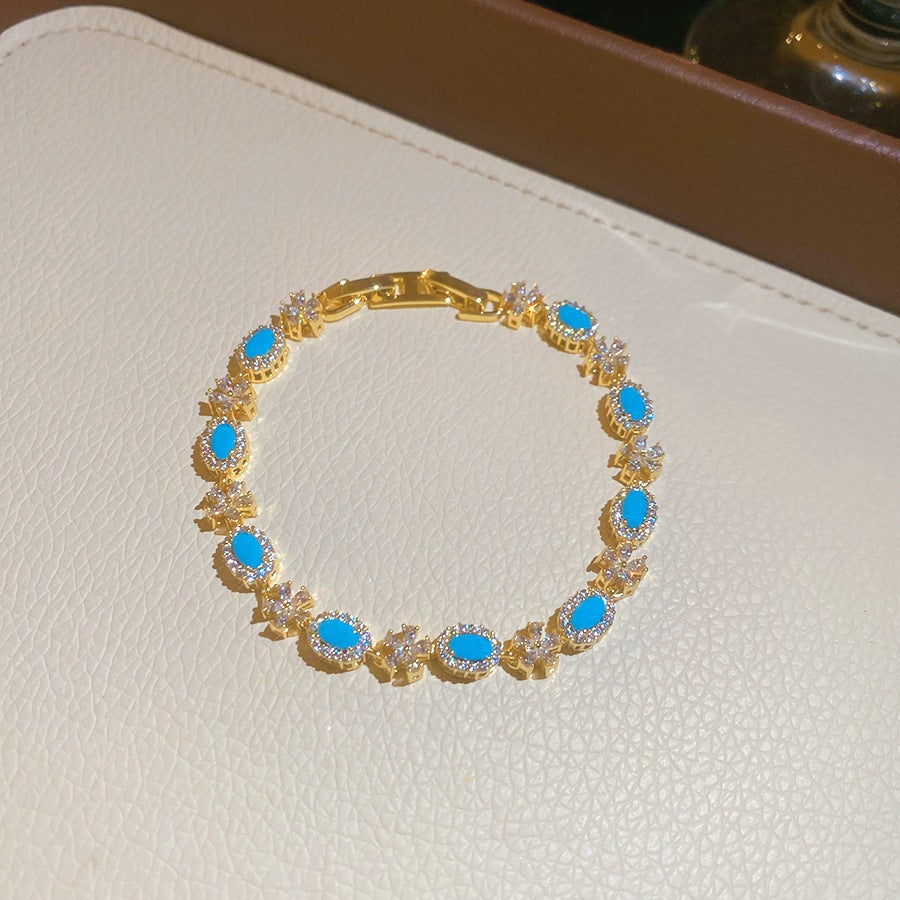 Elegant Gold Plated Enamel Floral Open Bracelet 6W6JBR726