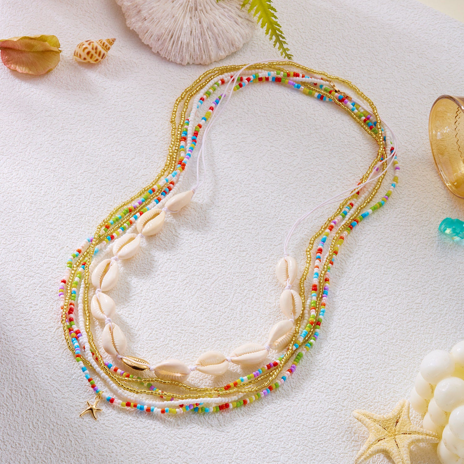 Boho Multi-Color Layered Beaded Waist Chain 8ZA6JBC94T