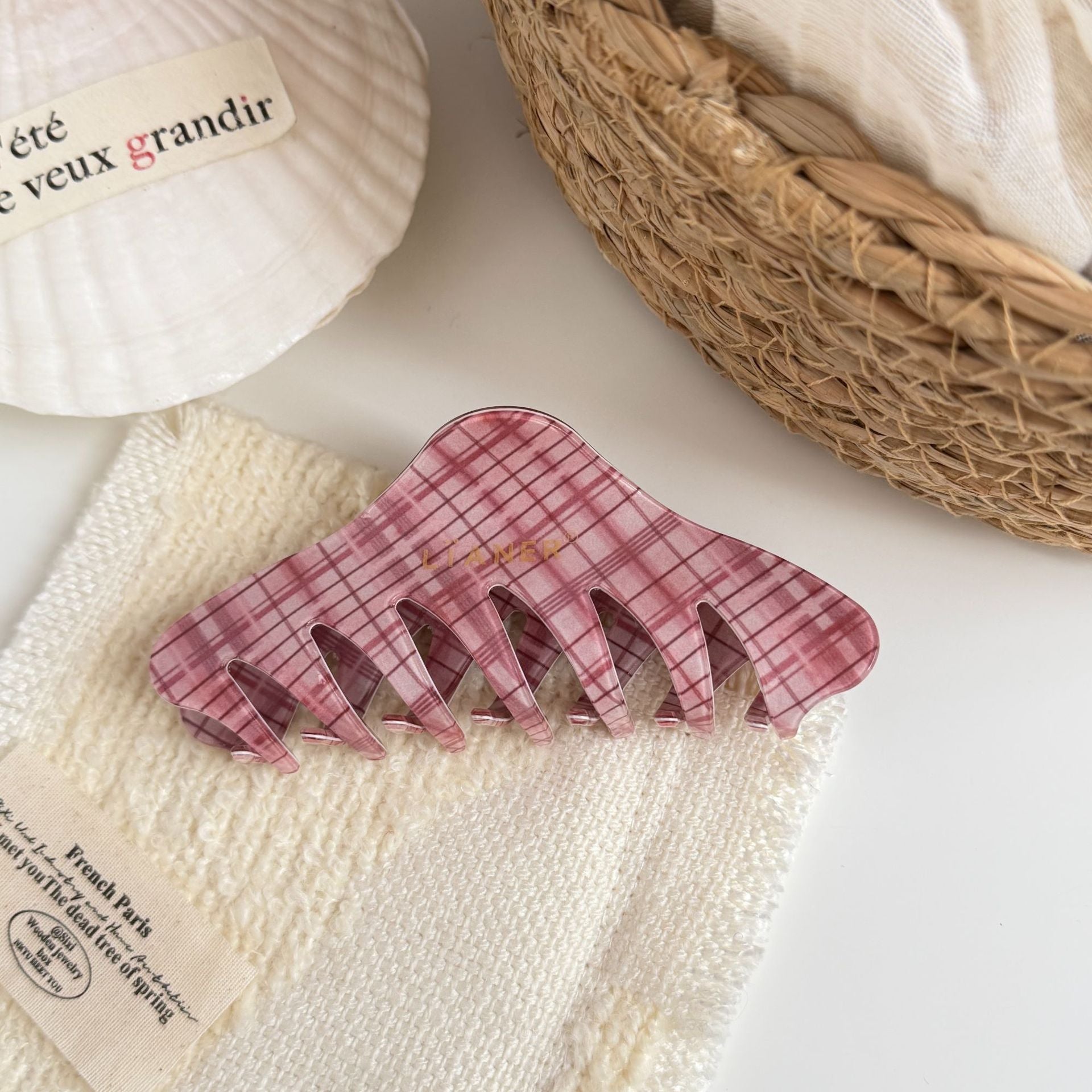Retro Plaid Hair Claw - DippedShop Wholesale - #7475