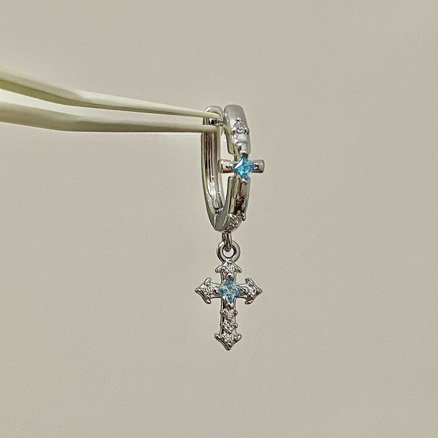 Cross Rhinestone Hoop Earrings - DippedShop Wholesale - #8355