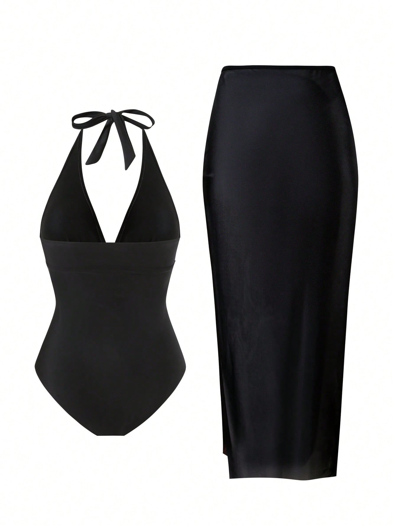 V-Neck Halter One Piece Swimwear - DippedShop Wholesale - #6531