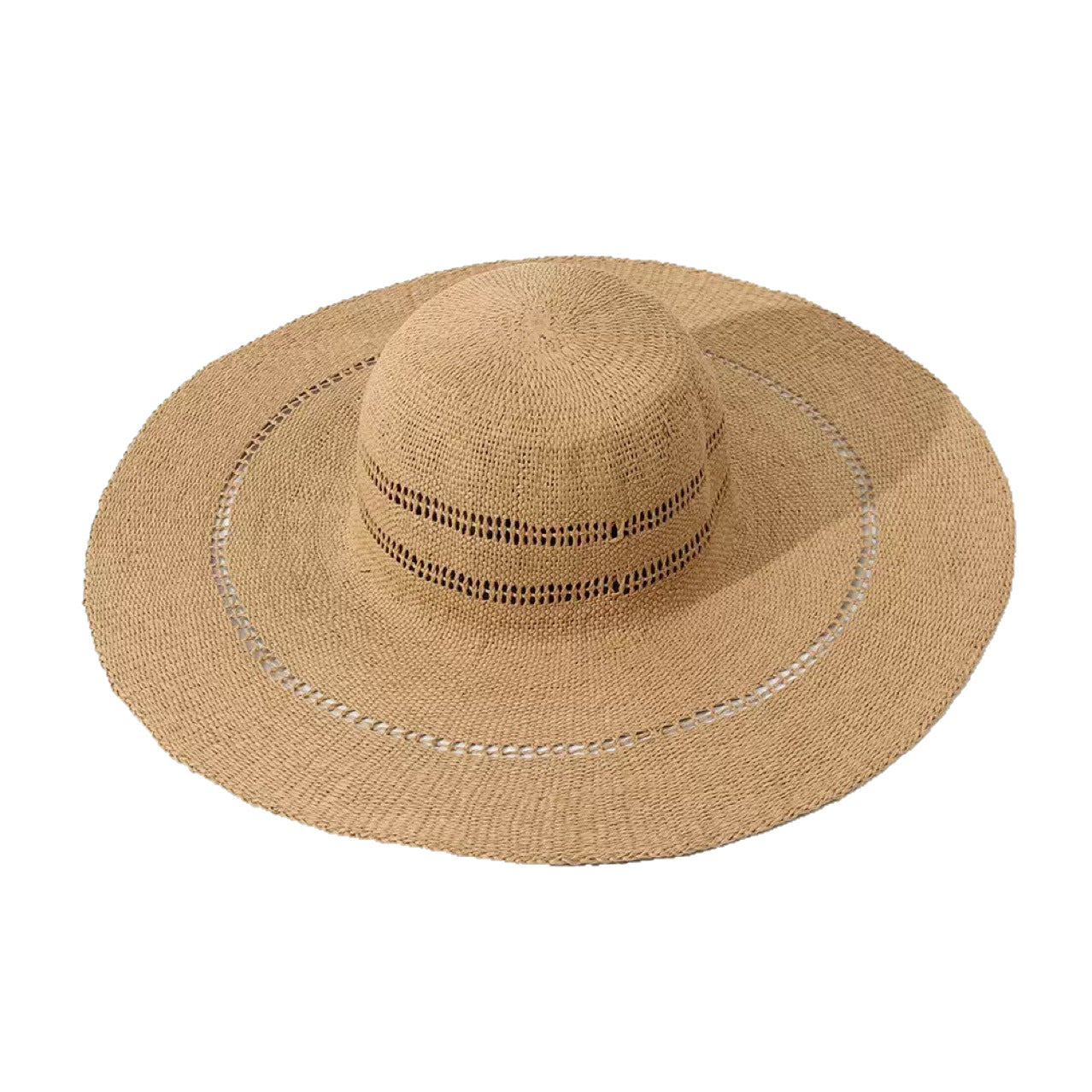 Wide Brim Foldable Straw Hat - DippedShop Wholesale - #4915