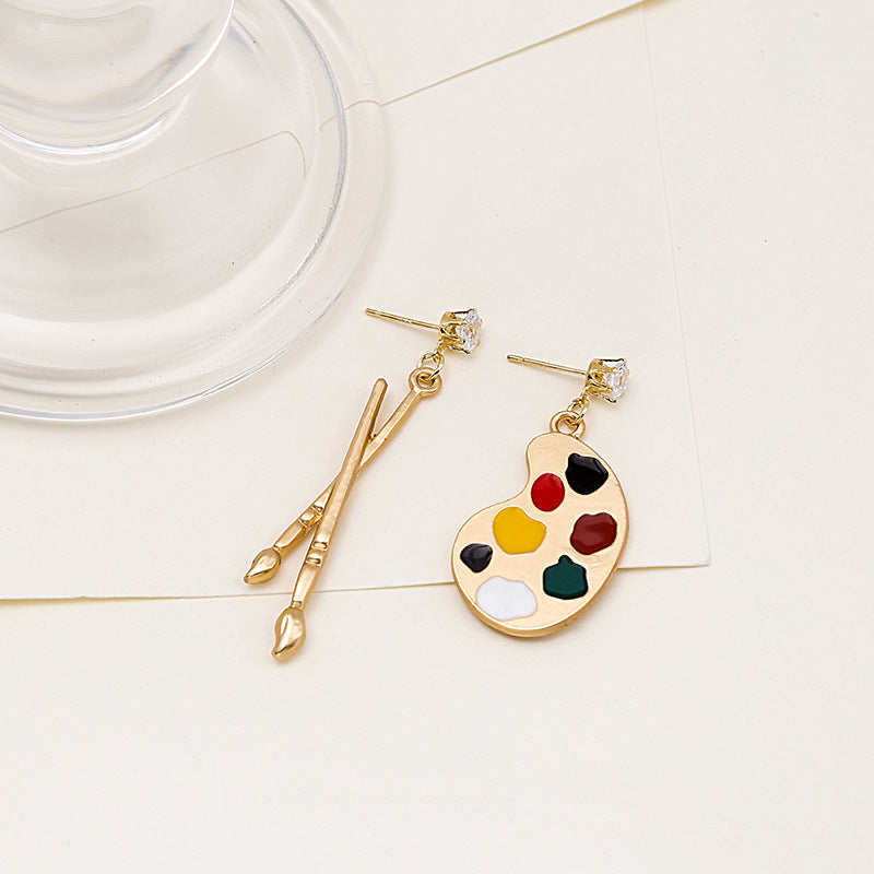 Palette Paintbrush Dangle Earrings - DippedShop Wholesale - #4131
