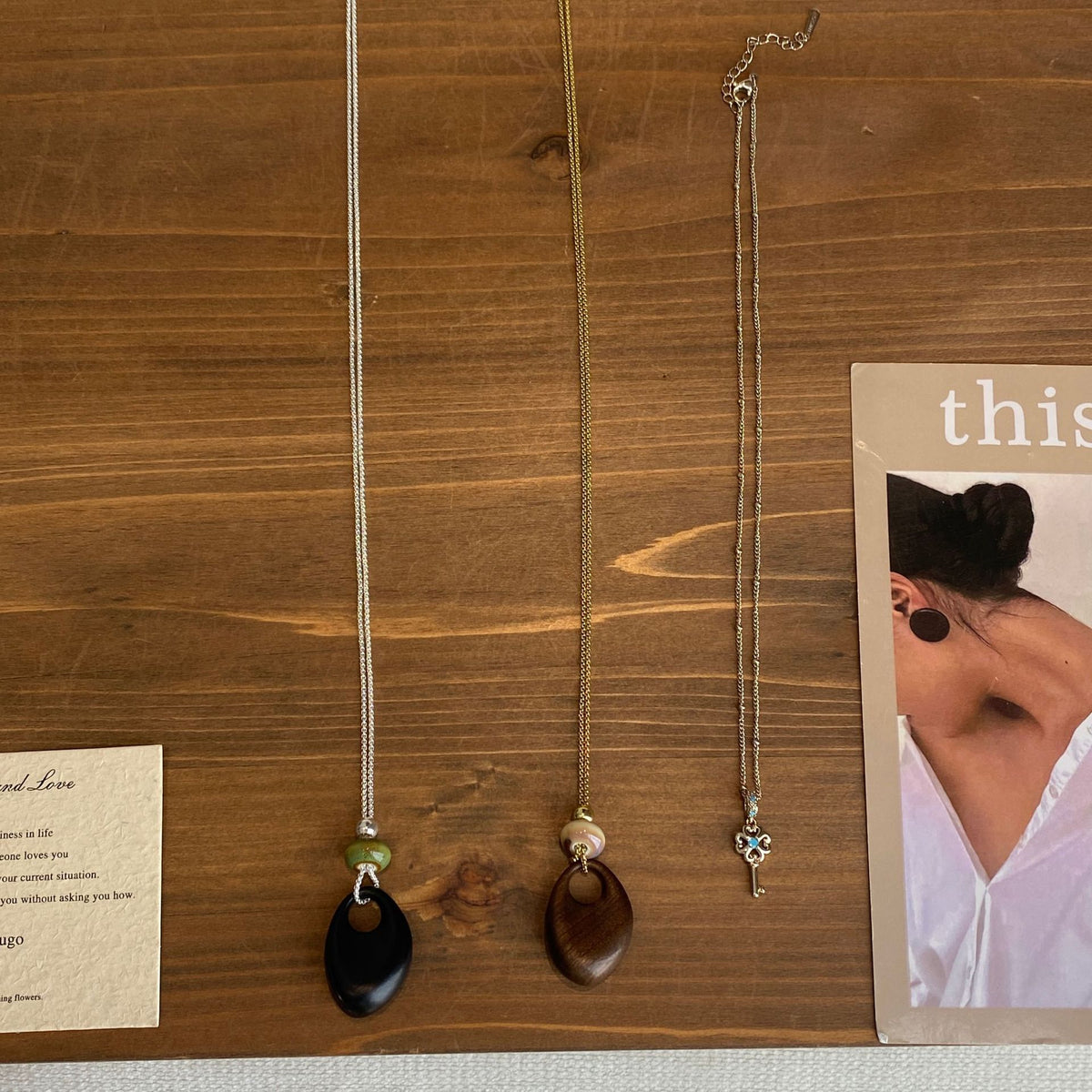 Wooden Teardrop Pendant Necklace - DippedShop Wholesale - #3171