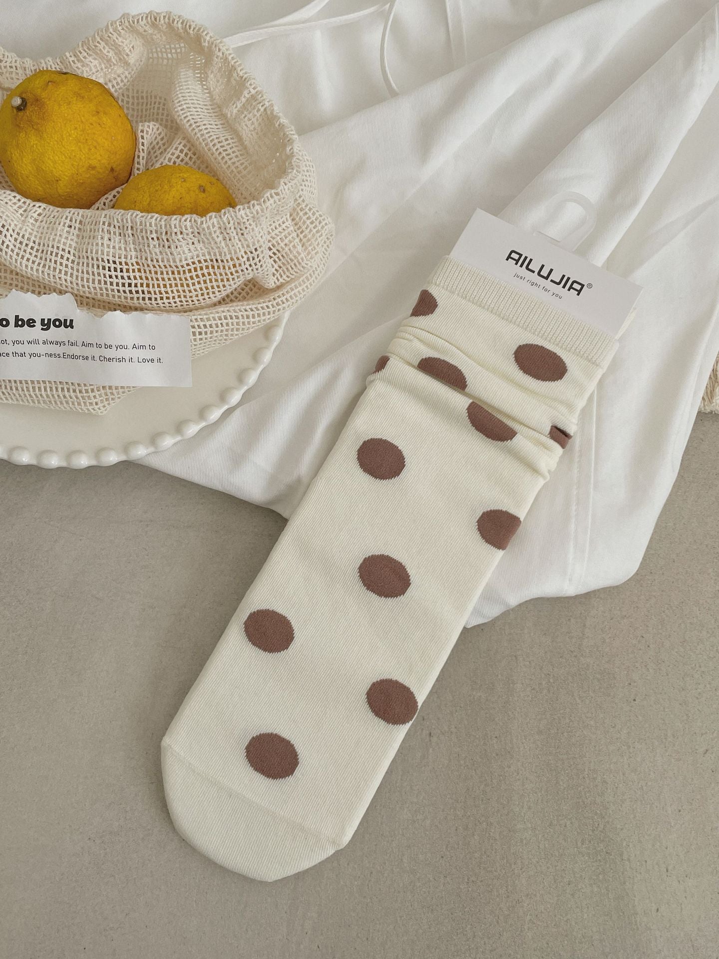 Vintage Polka Dot Soft Scrunch Socks 6W8FSO697