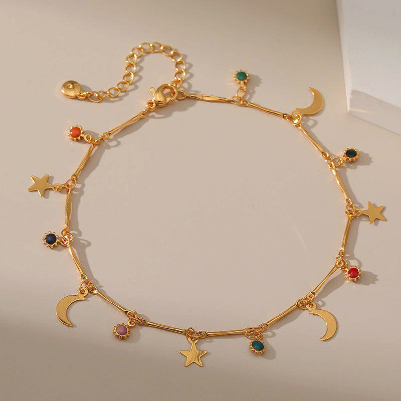 Star Moon Pendant Sweet Chain Anklets DP25A784