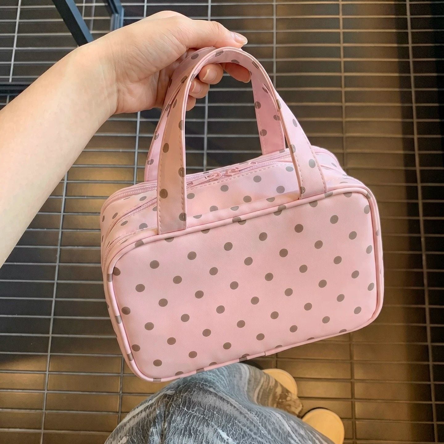 Cute Polka Dots Large Capacity Makeup Bag MK2BW6S10BOB98