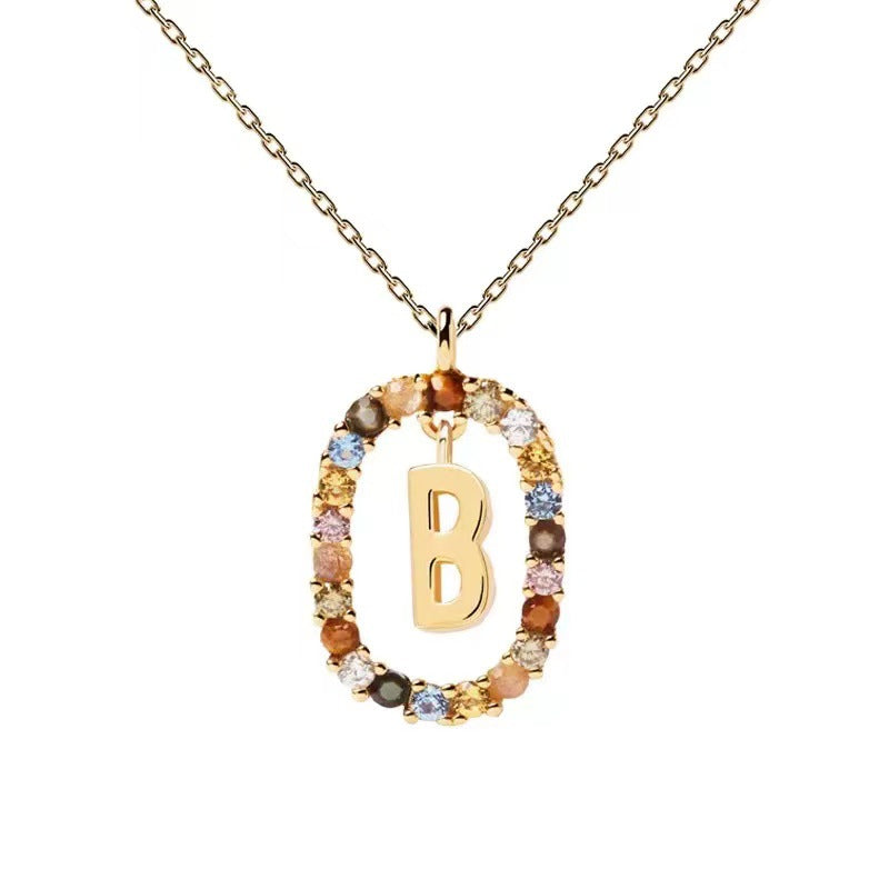 Colorful CZ Letter Pendant - DippedShop Wholesale - #0851